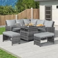 thumbnail image 1 of Direct Wicker  5 Pieces Outdoor Patio Fire Pit Table Conversational Sofa set with Cushions, Grey, 1 of 1