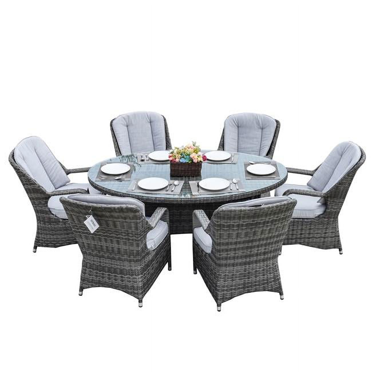 Direct Wicker  7 Piece 6 Seat Outdoor Garden Lamao Rattan Oval Dining Table and Chairs Set - image 1 of 1