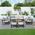 thumbnail image 1 of Direct Wicker 7-Piece Outdoor Aluminum Furniture Set Patio Sectional Sofa Conversation Set, Black, 1 of 10