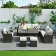 thumbnail image 1 of Direct Wicker  7 Piece Patio Furniture Rattan Sofa Set with Cushions, Brown, 1 of 10