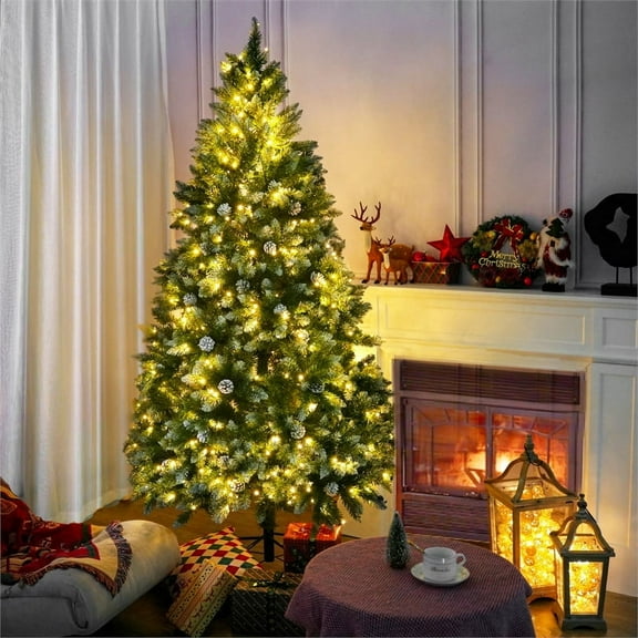 Direct Wicker 7 ft Pre-Lit Christmas Tree with 500 LED Lights & 96 Pine Cones