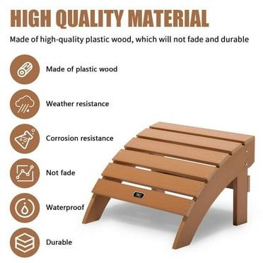 Direct Wicker Adirondack Ottoman Footstool All-Weather and Fade-Resistant Plastic Wood for Outdoor Patio Brown