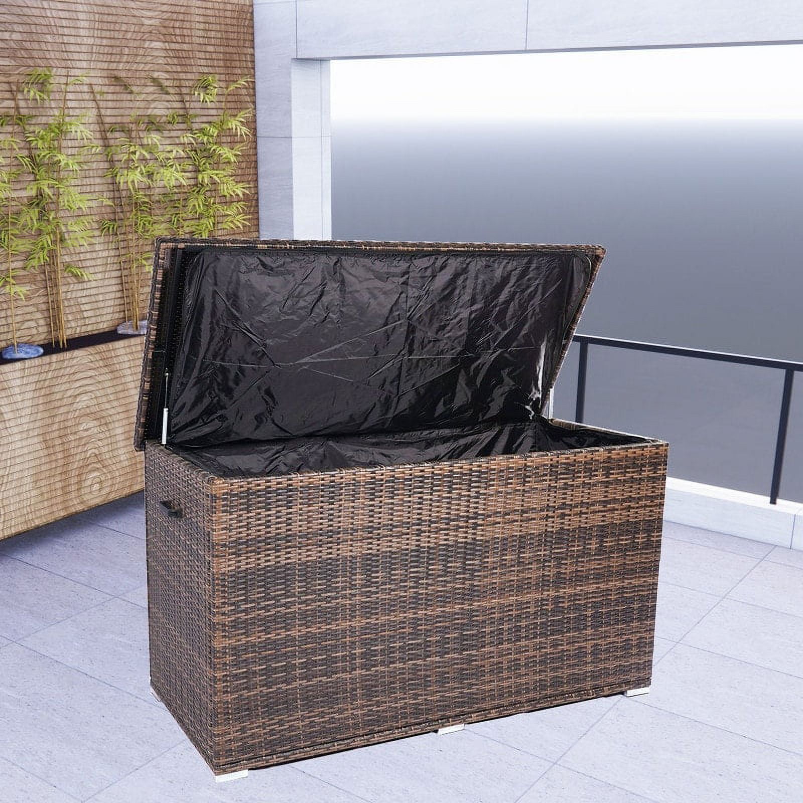 Direct Wicker AllWeather Indoor/ Outdoor Brown Wicker Storage Box Iron
