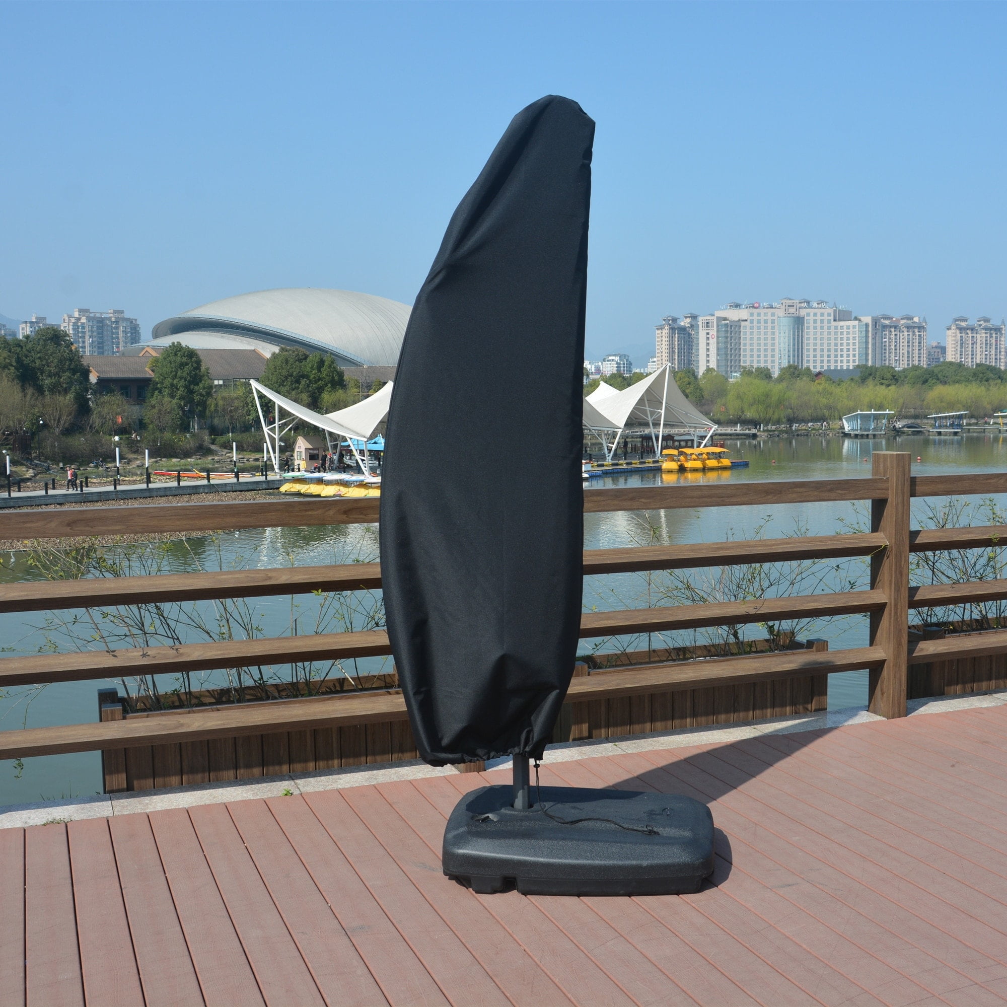 Black Heavy-Duty Waterproof Cantilever Umbrella Cover