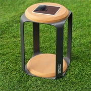 Direct Wicker DW-Lantern-02S-GR-SY 12.01H Outdoor lighting Aluminum Solar LED Lantern with Teak, USB Charging