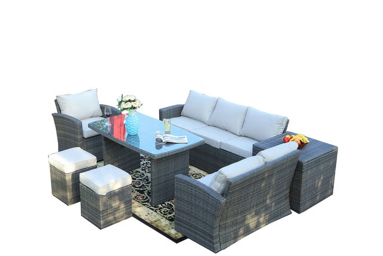 Direct Wicker Gray 7Piece Patio Garden Rattan Wicker Conversational