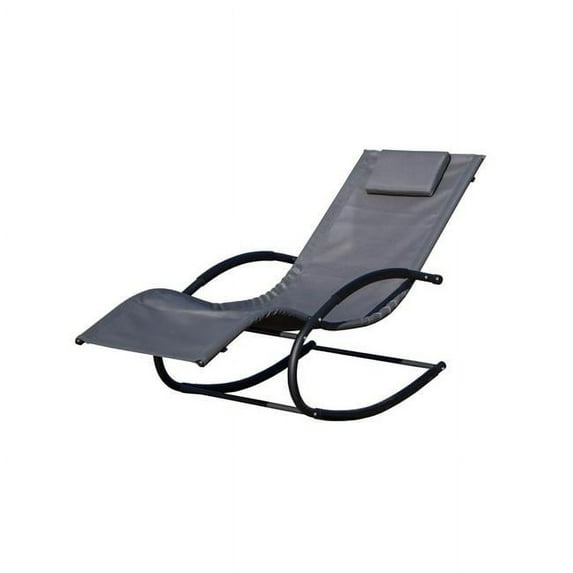 Direct Wicker UBS-PAL-009-Grey Iron Rocking U-shaped Chair, Single Lounge Chair for Indoor or Outdoor, Grey