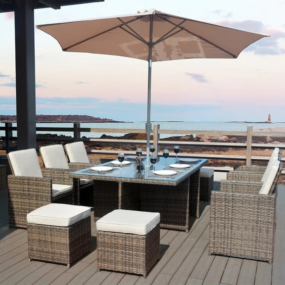 Direct Wicker Montezuma 11 Piece Dining Set with Cushions