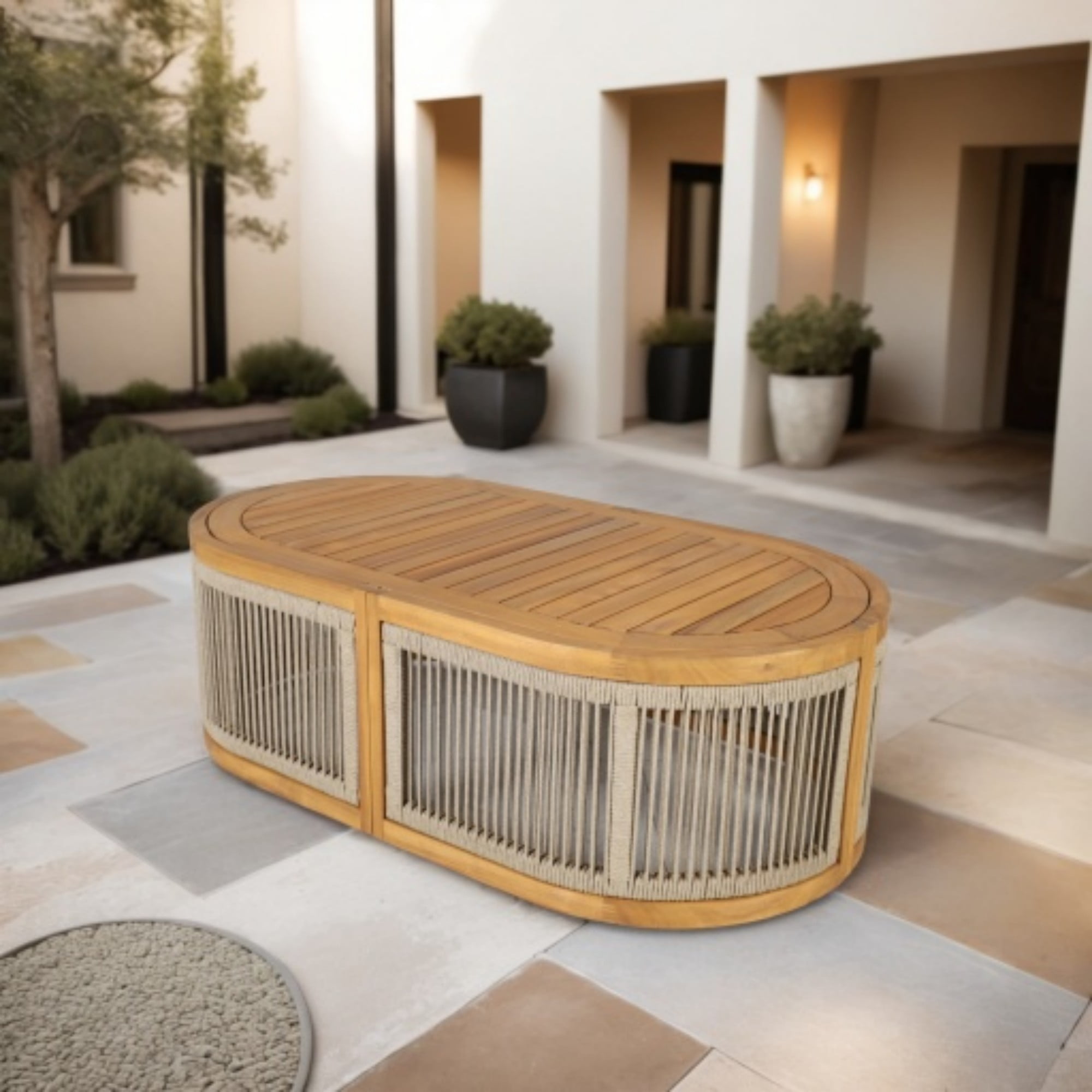 Direct Wicker Outdoor Oval Coffee Table, Woven Design with All-Weather ...