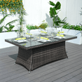 thumbnail image 1 of Direct Wicker Outdoor Rectangular Patio Fire Dining Table for 6 with Fire Glass Bead, Brown, 1 of 9
