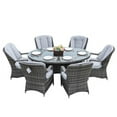 thumbnail image 1 of Direct Wicker PAD-1713-Grey 7 Piece 6 Seat Outdoor Garden Lamao Rattan Oval Dining Table and Chairs Set, 1 of 1