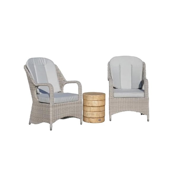 Direct Wicker PAS-009HL-2463ST-1 Outdoor Wicker  Chair With Wood-Colored Side Table-Set of 3