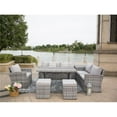 thumbnail image 1 of Direct Wicker PAS-1403B-Grey 7 Piece Outdoor PE Rattan Wicker Patio Sofa Set with Wide Cabinet, Gray, 1 of 4