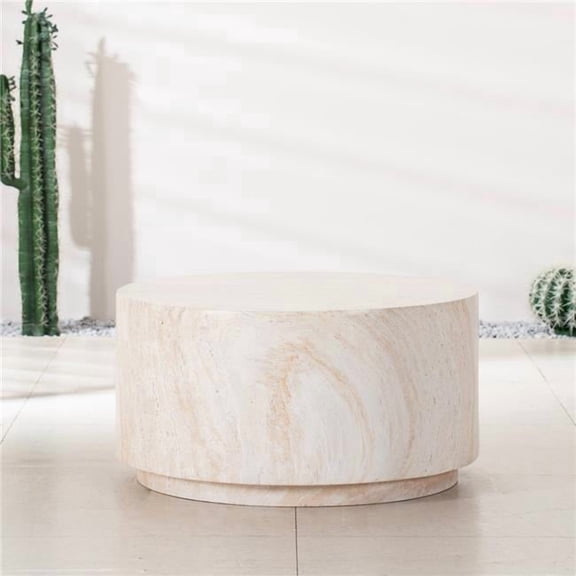 Direct Wicker PAT-240076TA-YE Direct Wicker 27.55' Round Magnesium Oxide Coffee Table with Rain Cover, Smooth Outdoor Side Table