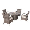 thumbnail image 1 of Direct Wicker Round 42" Gas Fire Pit Table with Rattan Chairs 5 Pieces Outdoor Conversation Set-Grey, 1 of 6