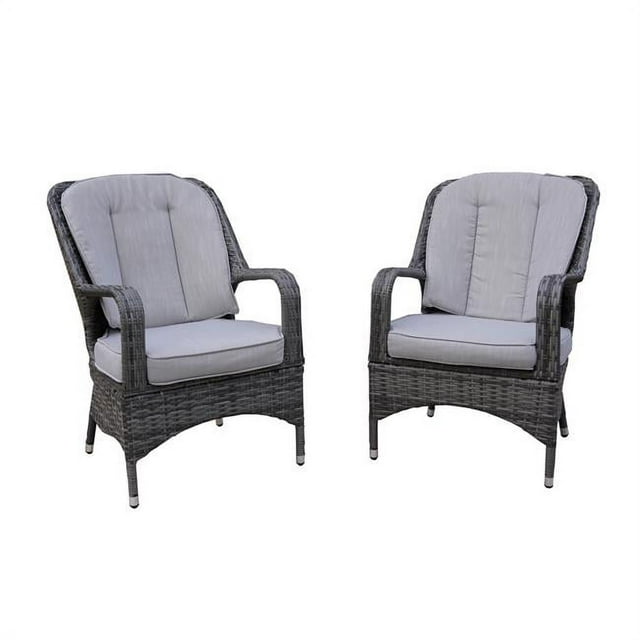 Direct Wicker  Set of 2 Grey Outdoor Garden Lamao Rattan Aluminum Frame Dining Chairs