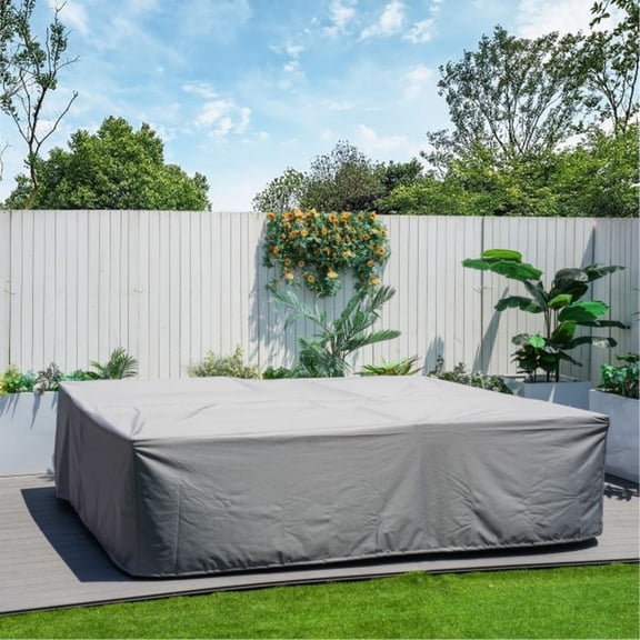 Direct Wicker Square Patio Waterproof Cover for Dining & Sofa Sets | 106.3" x 106.3" | PU Coated Fire Resistant Polyester | UV Resistant & Windproof | Mold Resistant | Durable Outdoor Furniture Cover