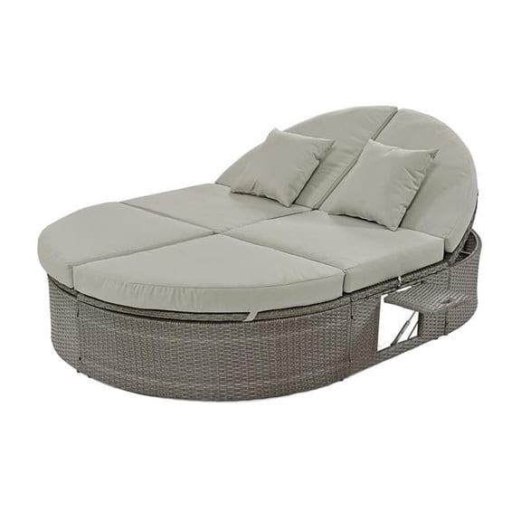 Direct Wicker UBS-SP100015AAE Outdoor Rattan Daybed, Patio 2-Person Sun Bed with Cushions and Pillows,  Chaise Lounge with Adjustable Backrests