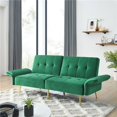 thumbnail image 1 of Direct Wicker UBS-W119183396 Green 78' Italian Velvet Convertible Sleeper Loveseat Sofa Bed Couch with Storage, 1 of 1