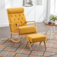 thumbnail image 1 of Direct Wicker UBS-W153967874 Mid-Century Modern Upholstered Rocking Chair with Ottoman, Yellow, 1 of 1