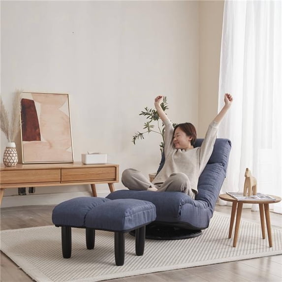 Direct Wicker UBS-W24417915 Floor Japanese Lazy Sofa Tatami Balcony Adjustable Reclining Chair Single Sofa