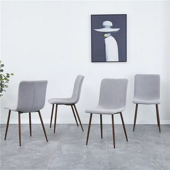 Direct Wicker UBS-W29933581 4-piece Set Kitchen Dining Chair Medieval Modern Cushion Side Chair with Fabric Cushion (Light Grey)