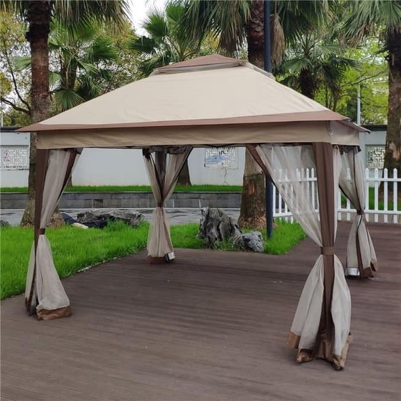 Direct Wicker UBS-W41932833 11x 11Ft Outdoor Pop Up Gazebo Canopy With Removable Zipper Netting, Suitable For Patio Backyard Garden Camping Area