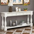 thumbnail image 1 of Direct Wicker UBS-WF193795AAK 64 in. Long Sofa Console Table with Drawers & Shelf, Antique White, 1 of 1