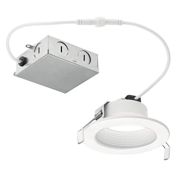 Direct-to-Ceiling 4 inch Round Recessed 27K LED Downlight in White