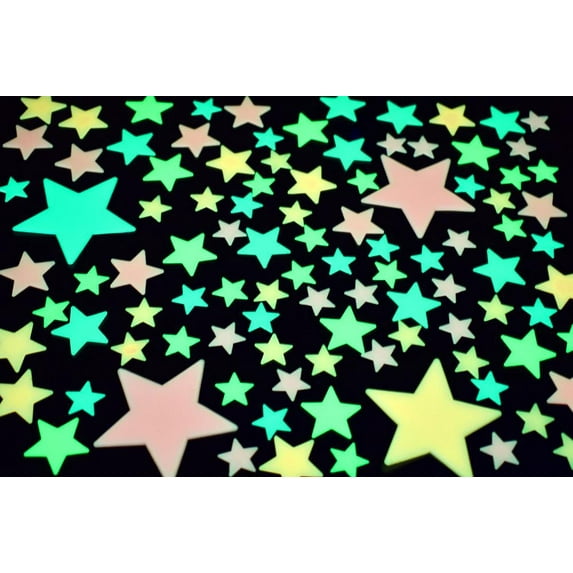 DirectGlow 100 Piece Glow in the Dark MultiColor Stars Wall Décor
