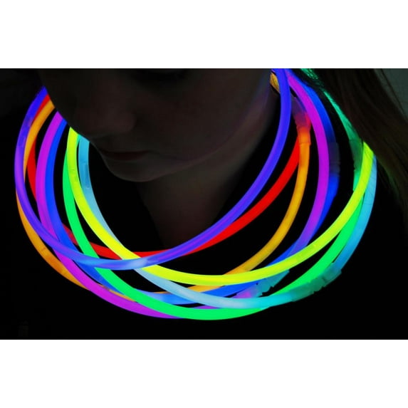 DirectGlow 100ct 9 Color Assorted 22 inch Glow Necklaces Preattached Connectors