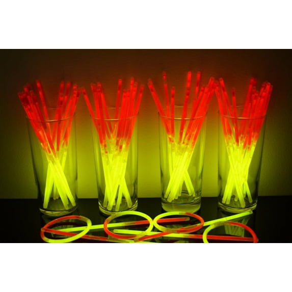 DirectGlow 200ct Bicolor Red/Yellow Glow Stick Bracelets Glow in The Dark Party Favors
