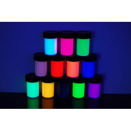 DirectGlow 3/4oz Set UV Blacklight Reactive Fluorescent Neon Acrylic Paints (12 Color Assortment)