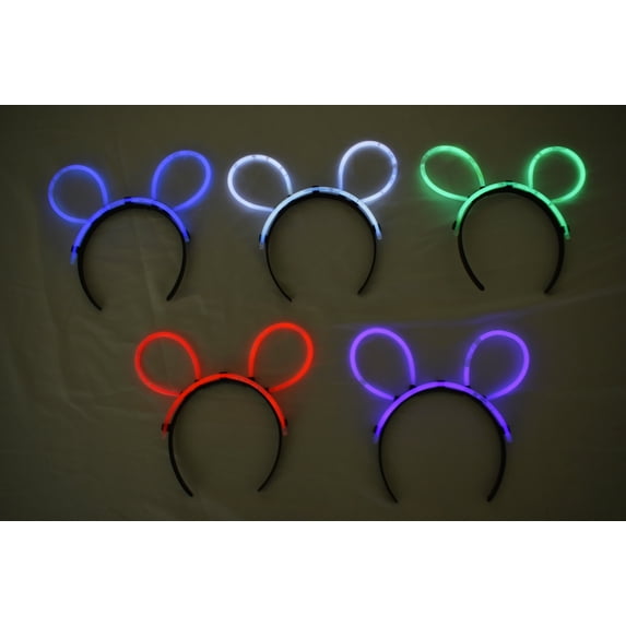 DirectGlow 5 Count Assorted Glow Stick Bunny Ears Fun Neon Party Supply Favors