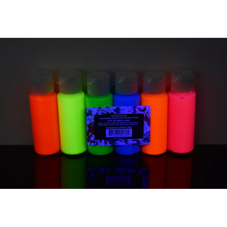 DirectGlow UV Blacklight Reactive Fluorescent Tempera Party Paint (6 Color  Assortment, 2 Ounce Bottles)