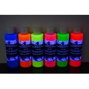DirectGlow UV Blacklight Reactive Fluorescent Tempera Party Paint (6 Color Assortment, 8 Ounce Bottles)
