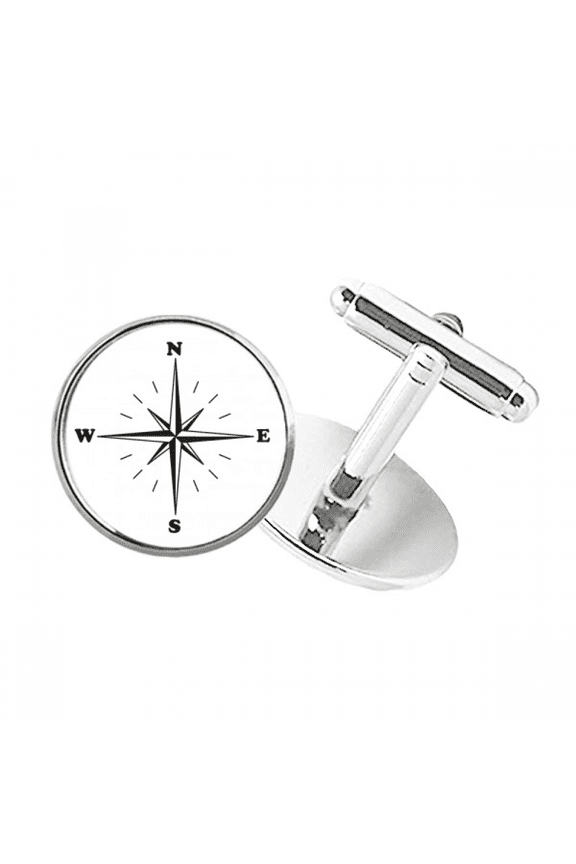 Direction Indicator Northwest Watch Round Button Cuff Clip Stud Cufflinks