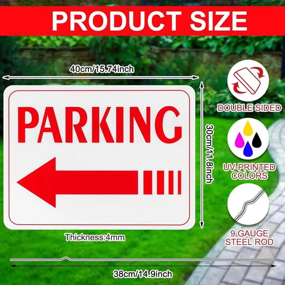 Directional Arrows Event Parking Sign with Stake, 12 x 16 Inch, 4 Pcs Double Sided