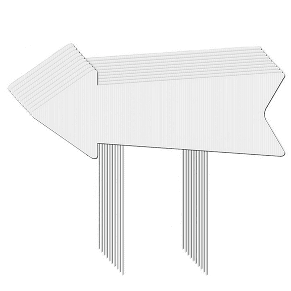 Directional Arrows Signs with Stakes, 4 Pack Blank Signs Plastic Parking Signs with Arrows Outdoor Lawn Guidepost