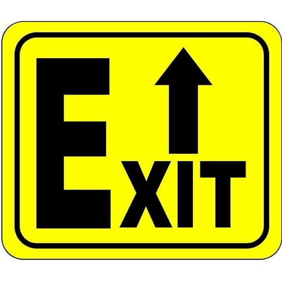 Directional Exit Sign with arrow pointing up YELLOW Aluminum Composite Sign, 8.5"x10"