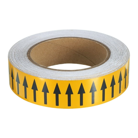 Directional Flow Arrow Tape 1-3/16"x65', Adhesive Pipe Identification Marking Stickers, Black on Yellow