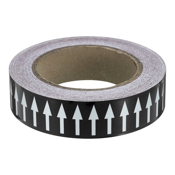 Directional Flow Arrow Tape 1-3/16"x65', Adhesive Pipe Identification Marking Stickers, White on Black