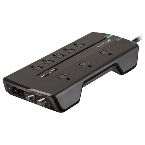 Director 3.4 Surge Strip 8 AC Outlets 2 USB Ports 6 ft Cord 3150 J Black 360543