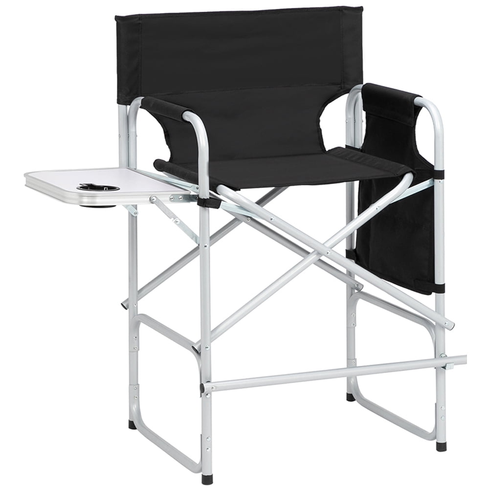 Outdoor Foldable Director Chairs with Tray, Tall HeavyDuty 264LBS
