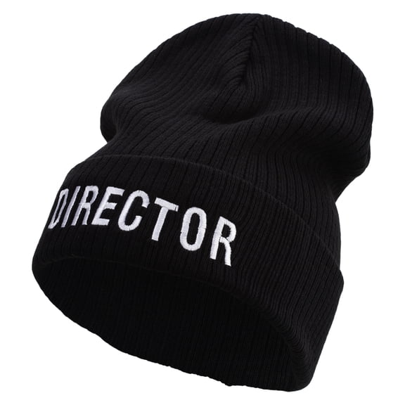 Director Embroidered Big Size Cuff Long Beanie - Black XL-3XL