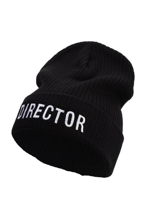 Director Embroidered Big Size Cuff Long Beanie - Black XL-3XL