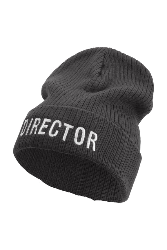 Director Embroidered Big Size Cuff Long Beanie - Charcoal XL-3XL