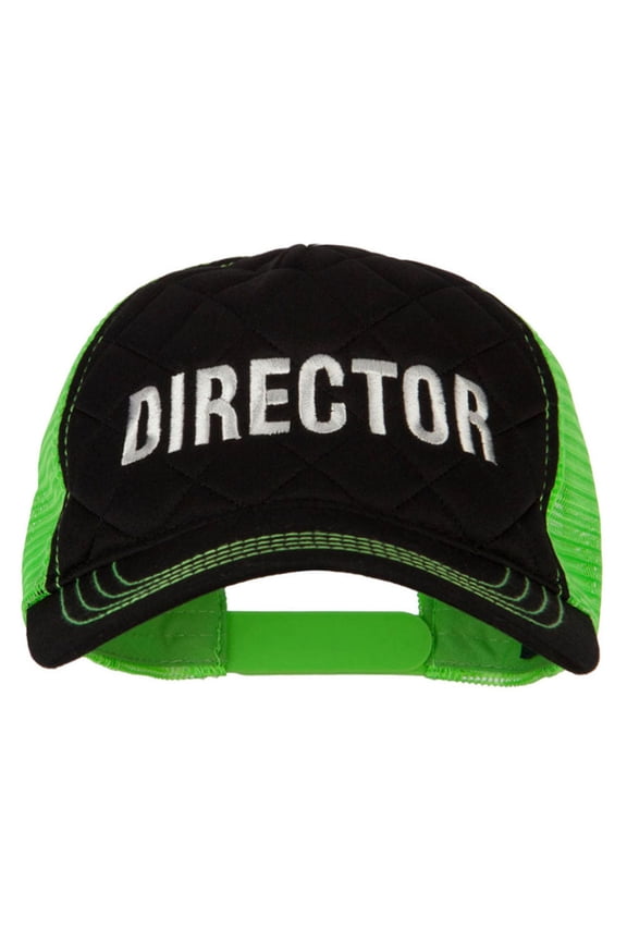 Director Embroidered Big Size Two Tone Neon Mesh Cap - Black Neon Green XL-3XL
