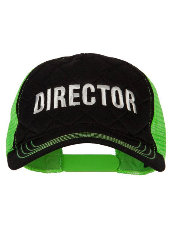 Director Embroidered Big Size Two Tone Neon Mesh Cap - Black Neon Green XL-3XL