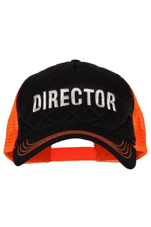 Director Embroidered Big Size Two Tone Neon Mesh Cap - Black Neon Orange XL-3XL
